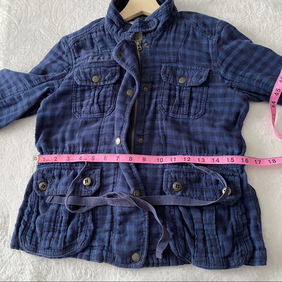 AEO Dark Blue Plaid Fitted Jacket - Picture 6 of 11